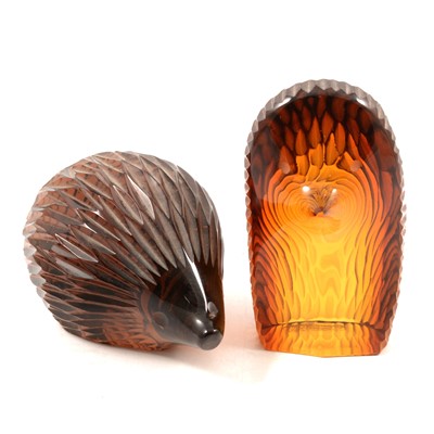 Lot 213 - Two Czech glass glass Hedgehog figures, mid 20th Century