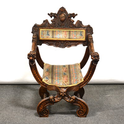 Lot 415 - Victorian carved oak hall chair