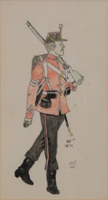 Lot 352 - Four military regimental cartoon studies