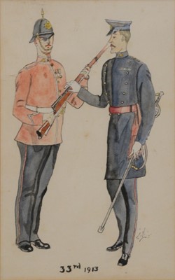 Lot 352 - Four military regimental cartoon studies