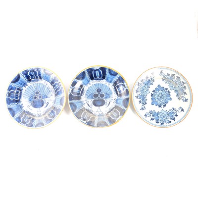 Lot 8 - Pair of Dutch Delft plates, and another similar