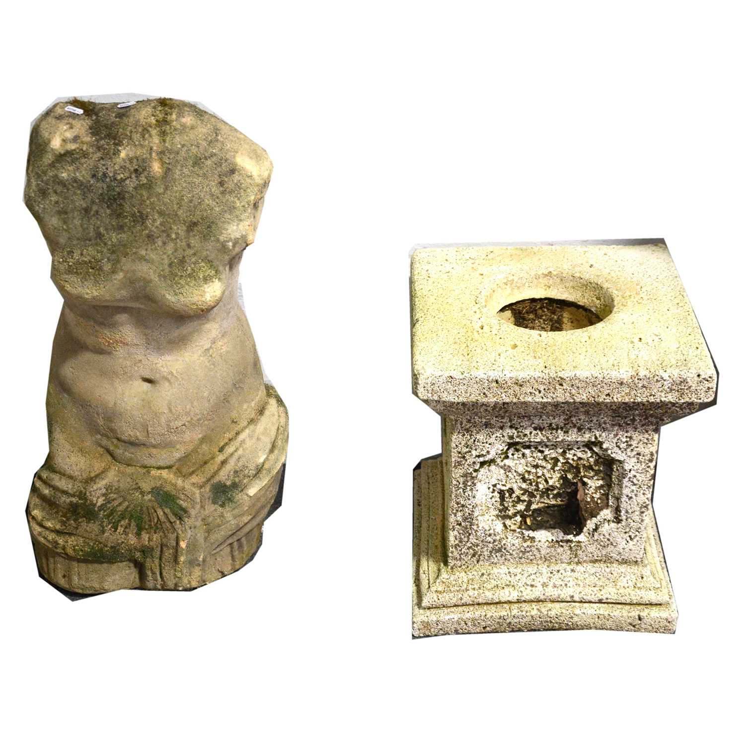 Lot 598 Reconstituted stone garden statue, torso,