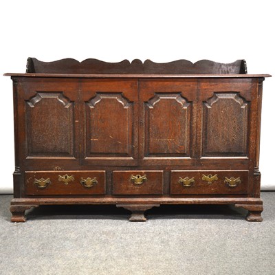 Lot 474 - Old oak mule chest-dresser