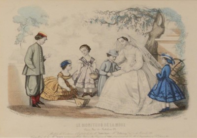 Lot 563 - Pair of French fashion prints, etc.