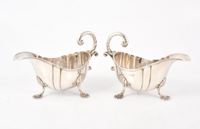 Lot 223 - Pair of silver sauceboats