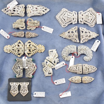 Lot 478 - Twelve pairs of Art Deco and later paste set dress clips.