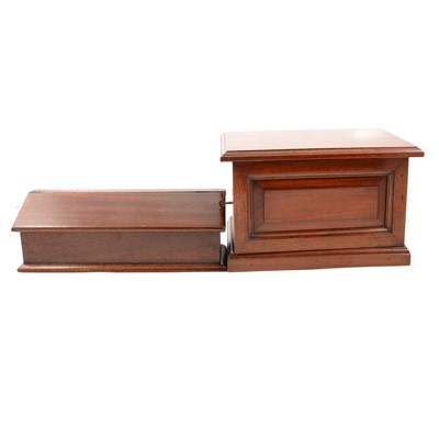 Lot 124 - A mahogany box with three concealed drawers and a mahogany glove box.