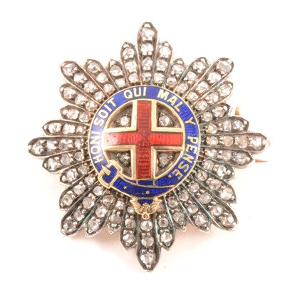 Lot 264 - A diamond and enamel regimental sweetheart brooch, for the Coldstream Guards.