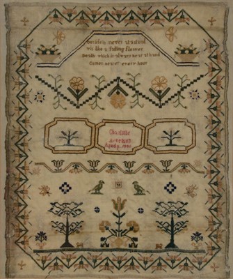 Lot 287 - A William IV needlework sampler.