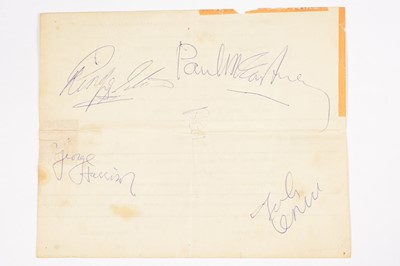 Lot 217 - The Beatles: a set of four signatures of the band, obtained November 1963.