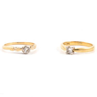 Lot 11 - Two diamond solitaire rings.