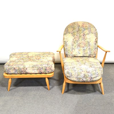 Lot 661 - Ercol beech framed lounge chair and footstool