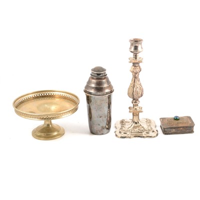 Lot 166 - Silver-plated wares, one box including Art Deco type cocktail shaker etc