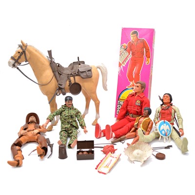 Lot 273 - Kenner Six Million Dollar Man; Marx Cowboy figure with horse and other figures.