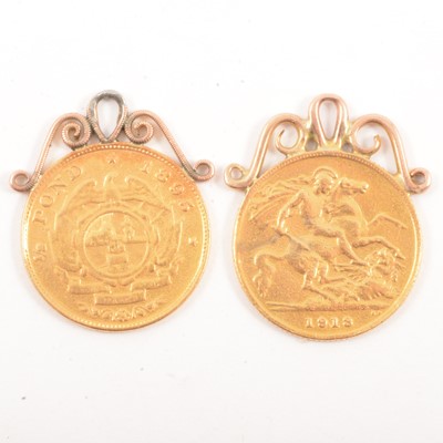 Lot 141 - Two Gold Coin pendants.