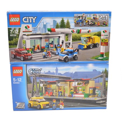 Lot 166 - Two Lego City sets, 60132 'Petrol Station', 60050 'Train Station', both boxed