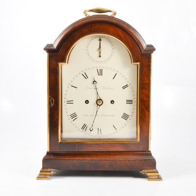 Lot 395 - Regency mahogany bracket clock, Debois & Wheeler, Grays Inn Passage