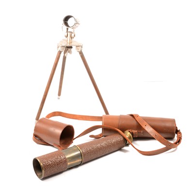 Lot 192 - A B.C. & Co four draw military issued telescope and custom made tripod.