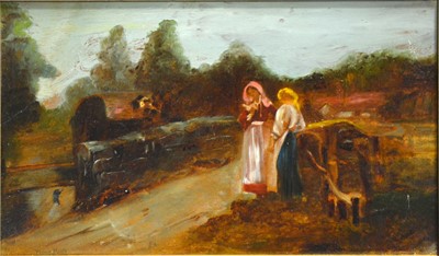 Lot 304 - After Yeend King, Figures on a lane, oil and Unloading the catch, unsigned