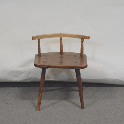 Lot 407 - Welsh elm and beech chair back stool