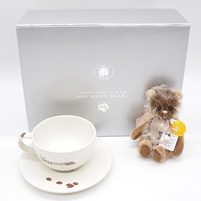 Lot 22 - Charlie Bears teddy bear, Minimo collection Cappuccino bear, boxed with tags and cup and saucer.