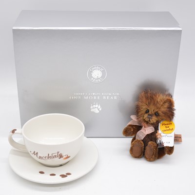 Lot 87 - Charlie Bears teddy bear, Minimo collection Macchiato bear,= boxed with tags and cup and saucer.