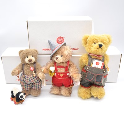 Lot 124 - Three Teddy Hermann teddy bears, boxed