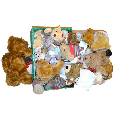 Lot 116 - Two boxes of mixed teddy bears, including Harrods etc