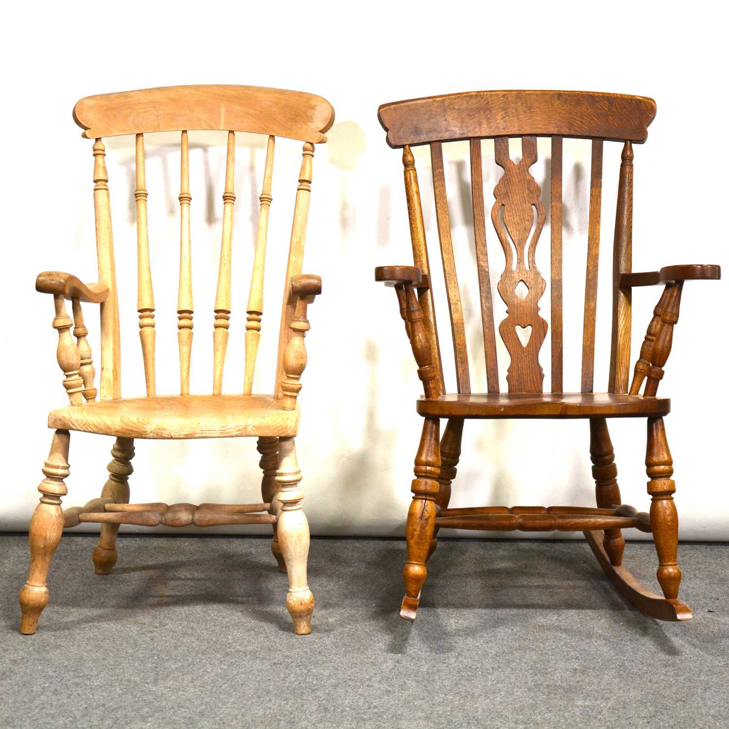 Lot 488 - Farmhouse kitchen chair and a rocking chair