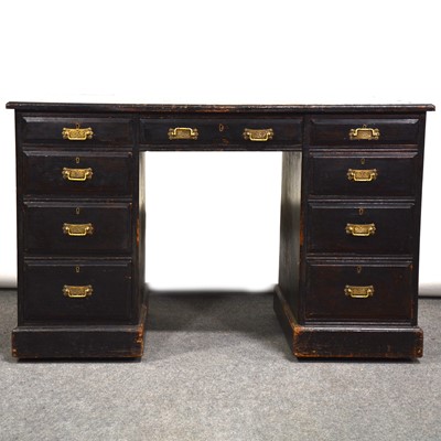 Lot 397 - Painted oak twin pedestal desk