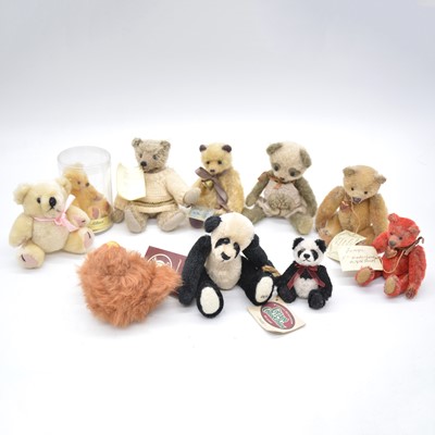 Lot 9 - Ten Small artist and other teddy bears including Memory Lain Bears etc