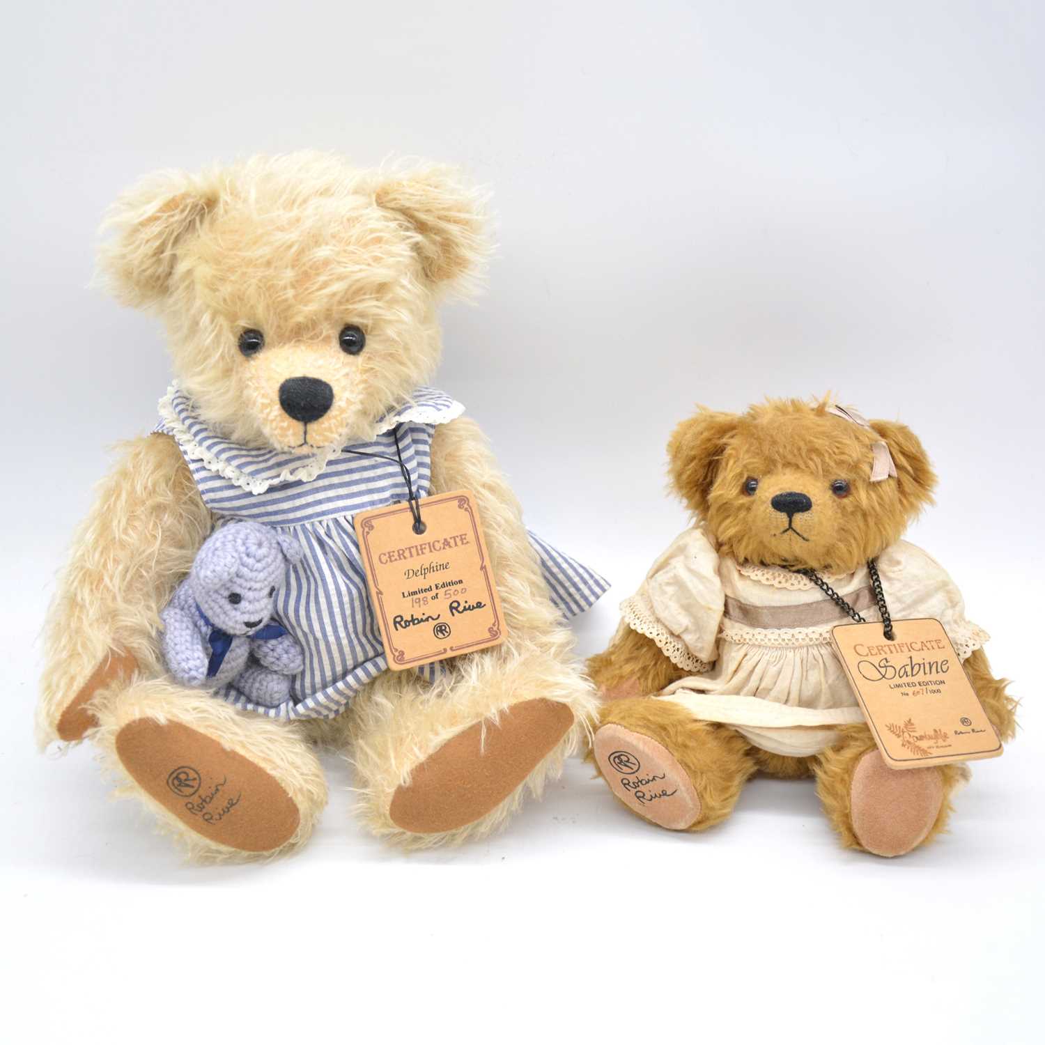 Lot 36 - Two Robin Rive teddy bears 'Sabine' and 'Delphine'