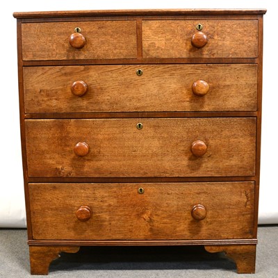 Lot 702 - Victorian oak and mahogany chest of drawers