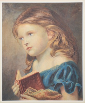 Lot 307 - Victorian School, Girl with a book and sampler