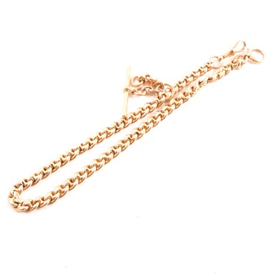 Lot 129 - A 15 carat yellow gold double Albert watch chain.