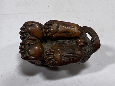 Lot 256 - Japanese carved wooden netsuke, designed as a tiger