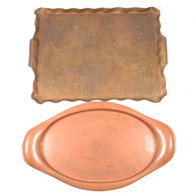 Lot 204 - Large Arts and Crafts copper tray by Dryad, and another tray