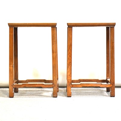 Lot 736 - A near pair of Chinese burr and hardwood stands