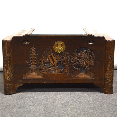 Lot 366 - Carved wood blanket box