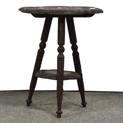 Lot 489 - Indian carved teak occasional table