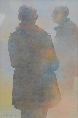 Lot 303 - Ali Yanya, Figures, two watercolours