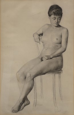 Lot 475 - G Scott-Hughes, Life study, female nude