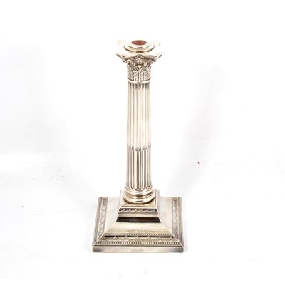 Lot 279 - Corinthian column style silver candlestick, Goldsmith and Silversmith Co. Ltd, London 1906.