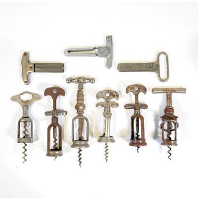 Lot 16 - Six Continental corkscrews and three cork pullers