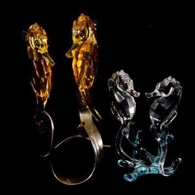 Lot 52 - Swarovski Crystal, two Seahorse figures, both boxed