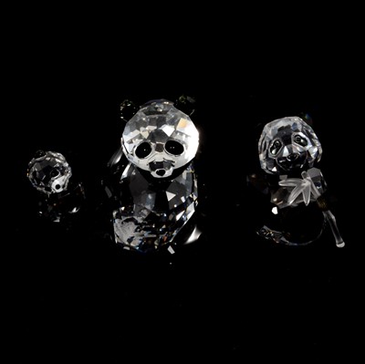 Lot 53 - Three Swarovski Crystal Panda Bear figures, boxed