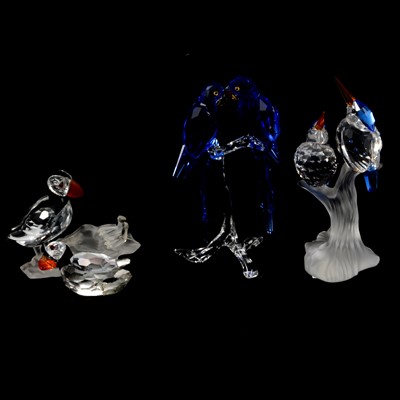 Lot 54 - Three Swarovski Crystal pairs of bird figures, all boxed