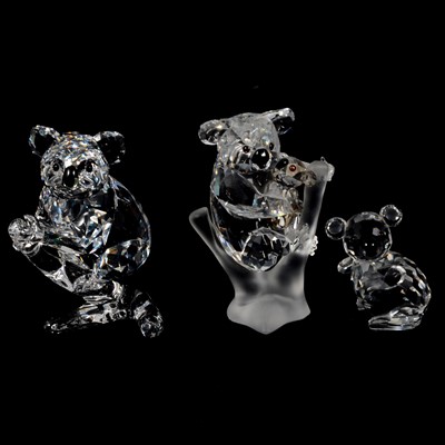 Lot 50 - Three Swarovski Crystal Koala Bear figures, all boxed.