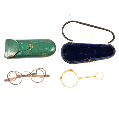 Lot 249 - Victorian silver-framed glasses, and a gilt metal pair of spectacles