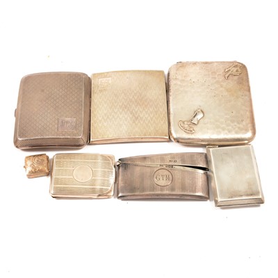 Lot 278 - Silver cigarette case, Adolph Scott, Birmingham 1925, and other silver and white metal items.